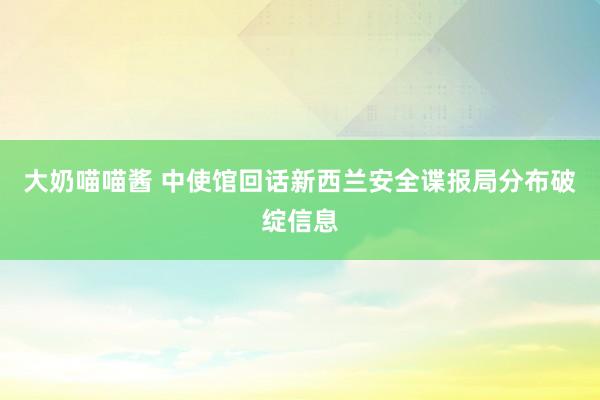 大奶喵喵酱 中使馆回话新西兰安全谍报局分布破绽信息