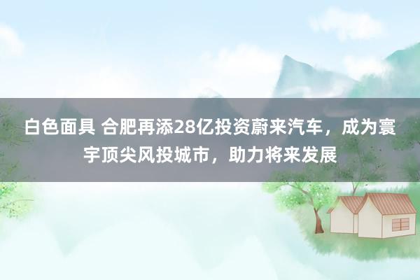 白色面具 合肥再添28亿投资蔚来汽车，成为寰宇顶尖风投城市，助力将来发展
