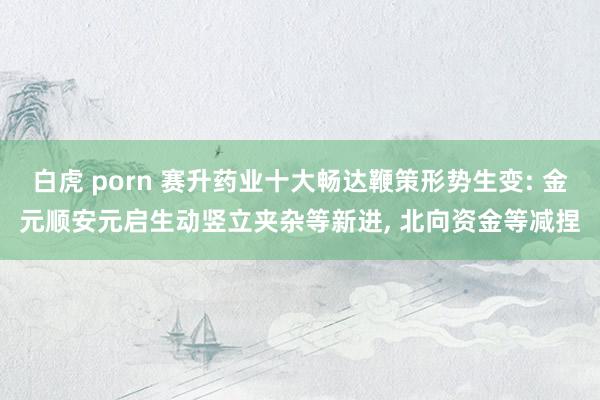 白虎 porn 赛升药业十大畅达鞭策形势生变: 金元顺安元启生动竖立夹杂等新进， 北向资金等减捏